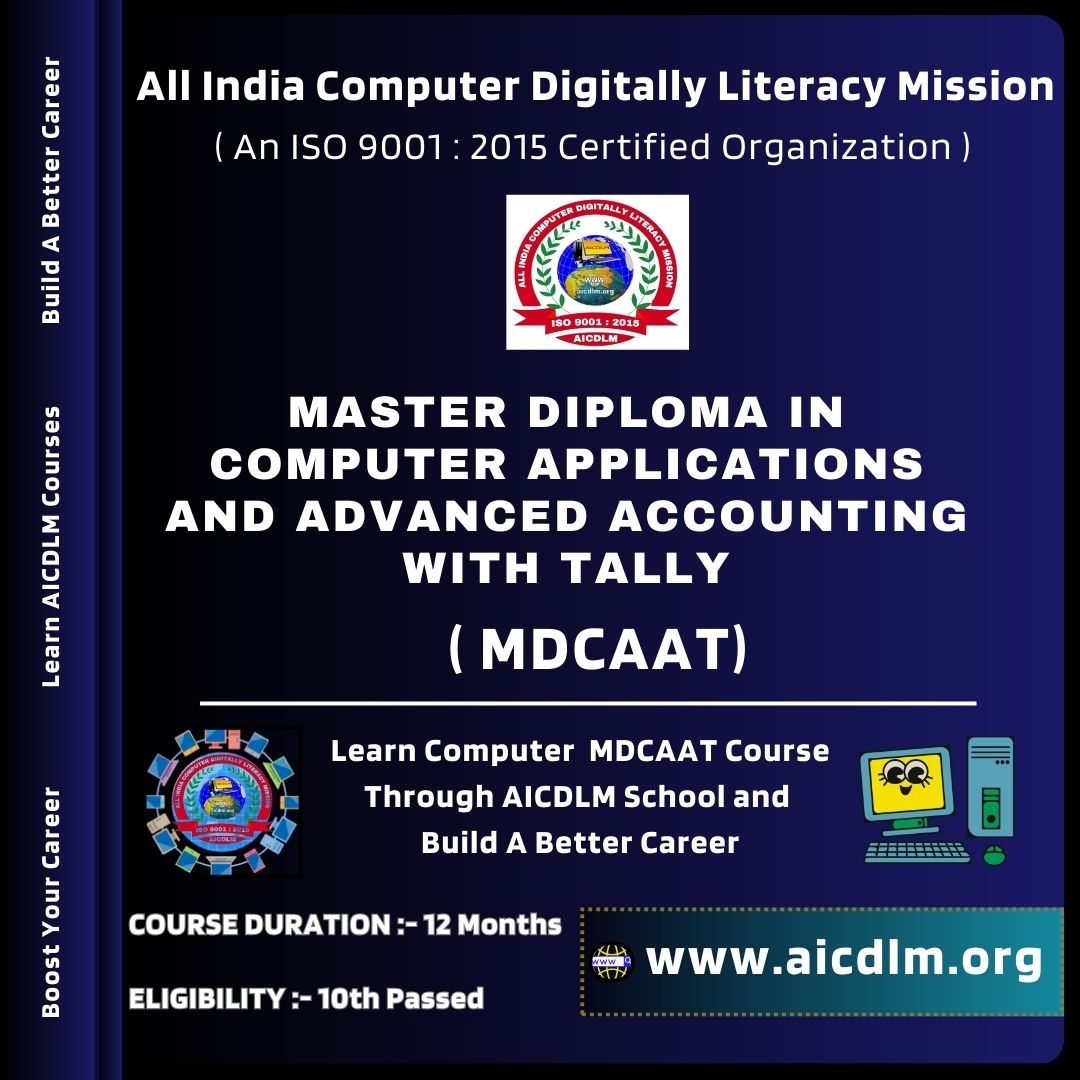 Master Diploma in Computer Applications and Advanced Accounting With Tally